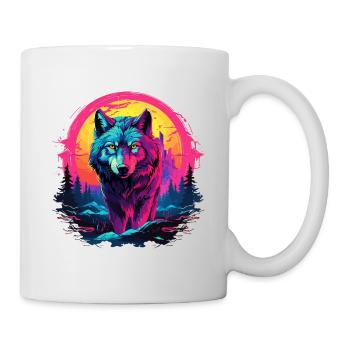 Loup Tête de Loup Loups Wolf Pack Nature Néon Coloré - Mug blanc - blanc - Droite
