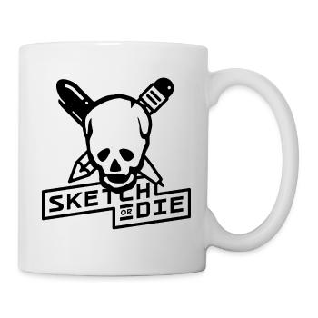 Sketch or Die Skull (BW edition) - Mug - white - Right