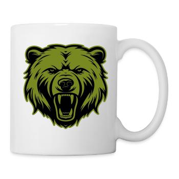 Silhouette de tête de grizzli d’ours - Mug blanc - blanc - Droite