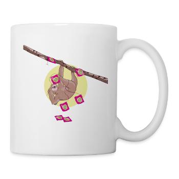 Cute sloth making crochet squares - Tasse - Weiß - Rechts