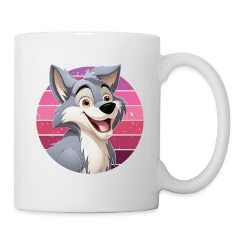 Wolf Laughs Cartoon Comic Wolf Head Wolves Cute - Mug - white - Right