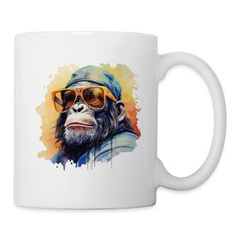 Monkey Sunglasses Cap Cool Chimpanzee Gorilla - Mug - white - Right