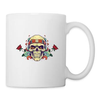 Totenkopf Totenschädel Skelett Motorrad Biker Gang - Tasse - Weiß - Rechts