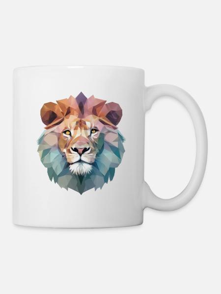 Löwe geometrisch - Tasse - Weiß