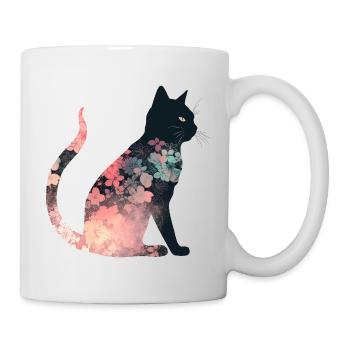 Floral Cat Silhouette - Mug - white - Right
