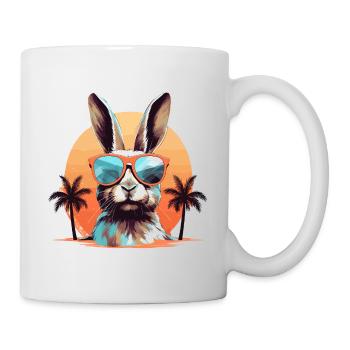 Lapin avec des lunettes de soleil sur la plage - Mug blanc - blanc - Droite