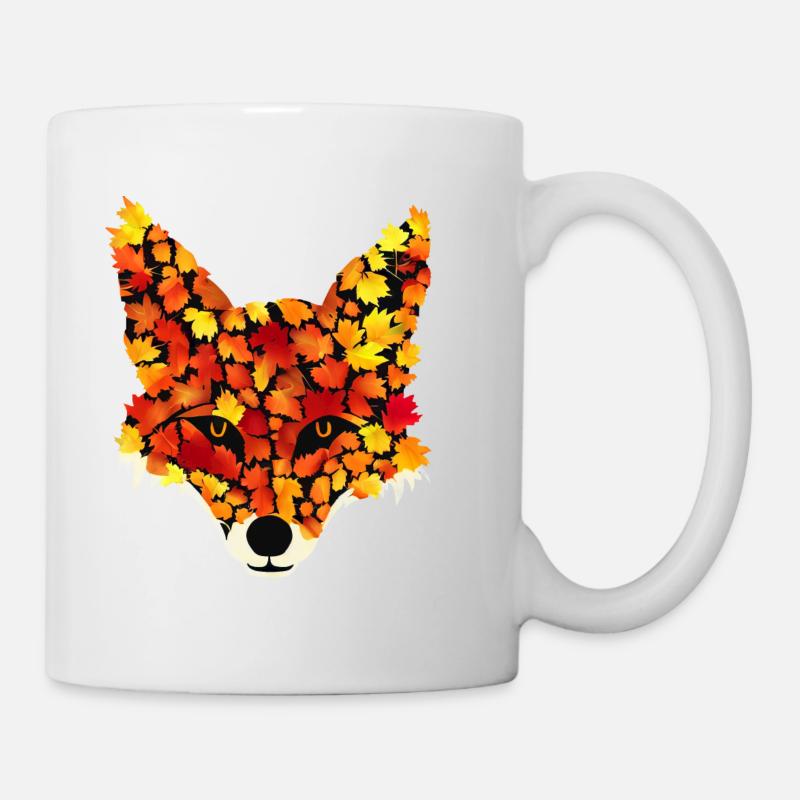Fuchs aus Herbstblättern - Tasse - Weiß