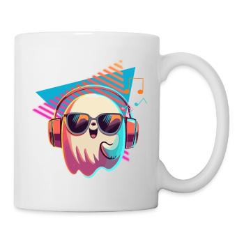 Ghost avec lunettes de soleil et casque - Mug blanc - blanc - Droite