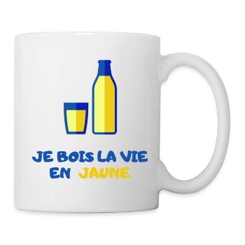 Je bois la vie en jaune. Cadeau Humour - Mug blanc - blanc - Droite