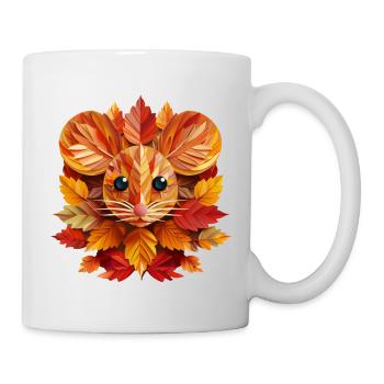 Süße Maus aus Herbst Blättern bunt - Tasse - Weiß - Rechts