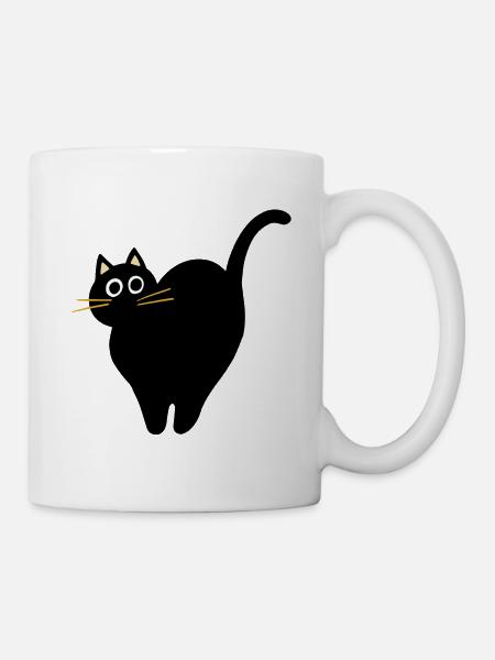 schwarze Katze erschreckt sich - Tasse - Weiß
