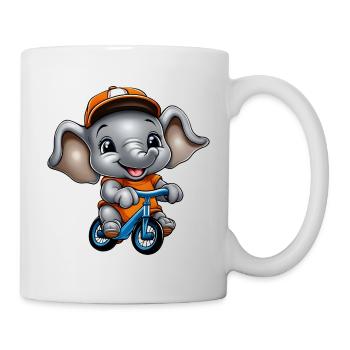 Elephant Bicycle Kids Pillow Cup Sticker Button - Mug blanc - blanc - Droite