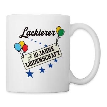 Lackierer 10 jähriges Jubiläum Lackiererei 10 Jubi - Tasse - Weiß - Rechts