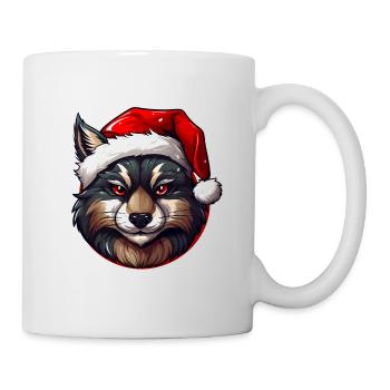 Xmas Wolf with Santa Hat - Mug - white - Right