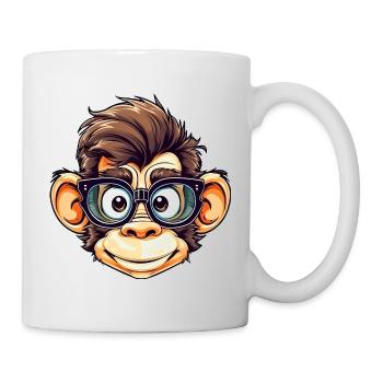 Chimpanzé ringard avec des lunettes de nerd - Mug blanc - blanc - Droite