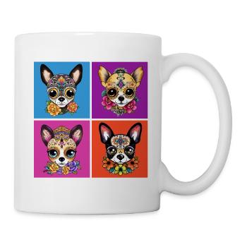 Kawaii-Stil Chihuahua Zuckerschädel Tag der - Tasse - Weiß - Rechts