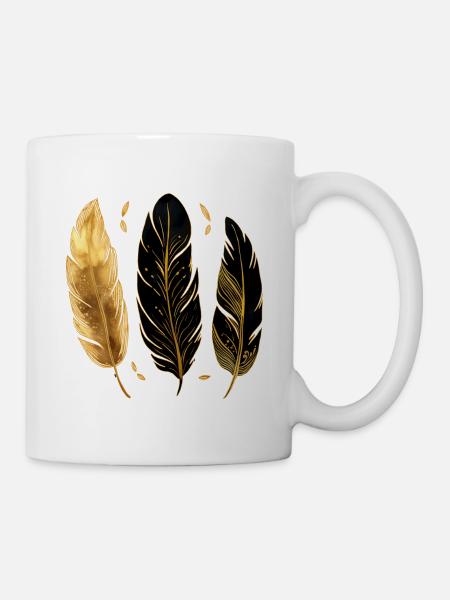 Goldene Federn - Tasse - Weiß