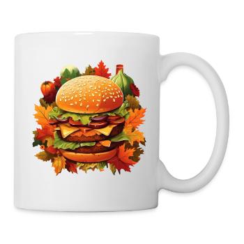 Autumnal indulgence: burgers in colorful foliage - Mug - white - Right