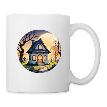 Halloween Haunted House at Full Moon and Pumpkins - Mug - white - Right