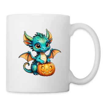 Halloween - mignon garçon dragon avec citrouille - Mug blanc - blanc - Droite