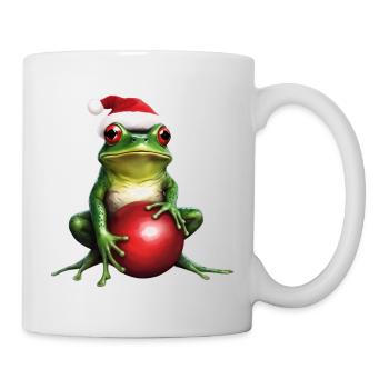 Frosch mit Weihnachtskugel 1 - Tasse - Weiß - Rechts