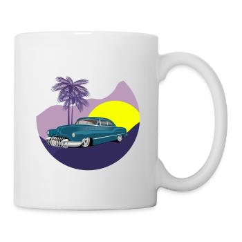 Oldtimer in Nachtlandschaft - Tasse - Weiß - Rechts