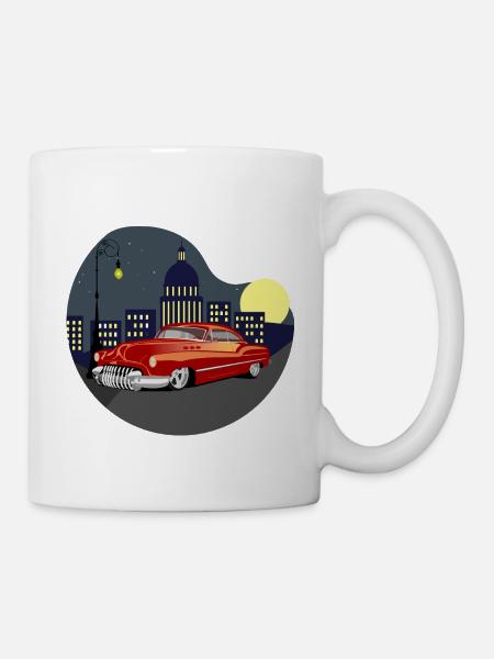 Oldtimer in Havanna bei Nacht - Tasse - Weiß
