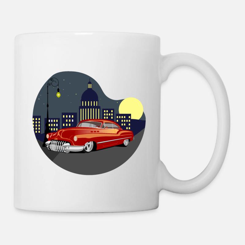 Oldtimer in Havanna bei Nacht - Tasse - Weiß