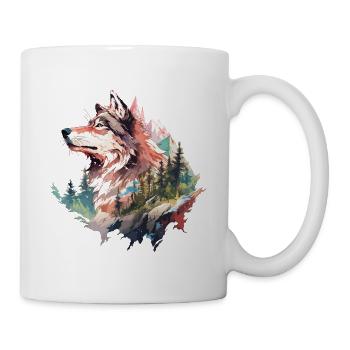 Loup tête de loup Nature nature sauvage aventure forêt Art - Mug blanc - blanc - Droite
