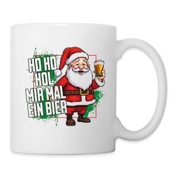 Weihnachtsmann Ho Ho Hol Mir Mal Ein Bier Lustig - Tasse - Weiß - Rechts