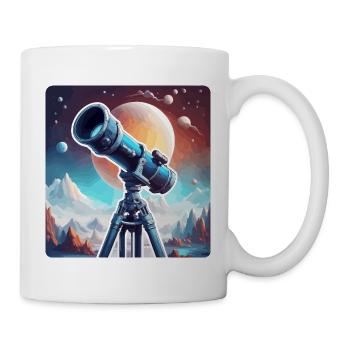 Fernrohr / Teleskop / Astronomie / Sternenhimmel - Tasse - Weiß - Rechts