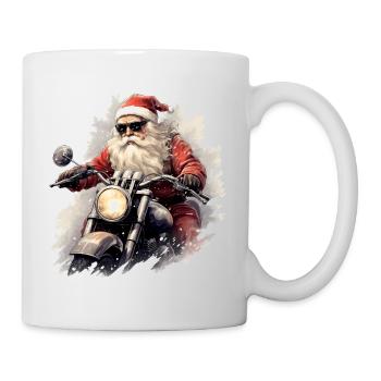 Motorbike Riding Santa Claus - Christmas - Mug - white - Right