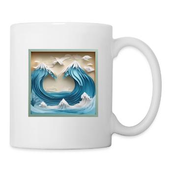 Winterlandschaft am Meer Origami 2 - Tasse - Weiß - Rechts