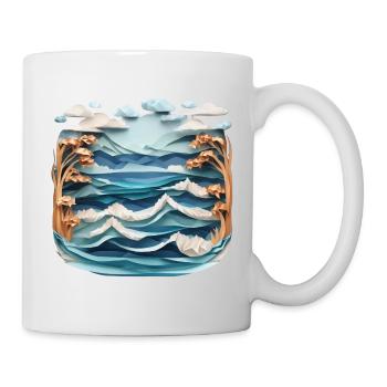 Winterlandschaft am Meer Origami 1 - Tasse - Weiß - Rechts