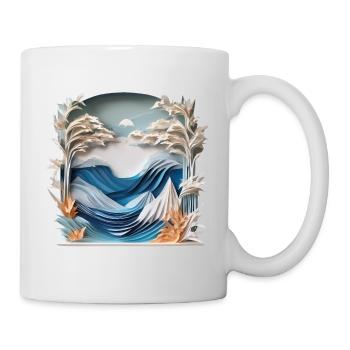 Winterlandschaft am Meer Origami 3 - Tasse - Weiß - Rechts