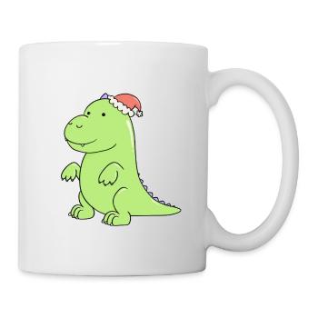a cute dinosaur at Christmas - Mug - white - Right