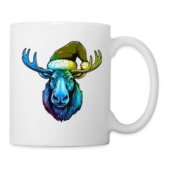 Moose Head Christmas Portrait Colorful - Mug - white - Right