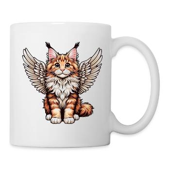 Maine Coon Cat - Cute Angel with Wings - Mug - white - Right