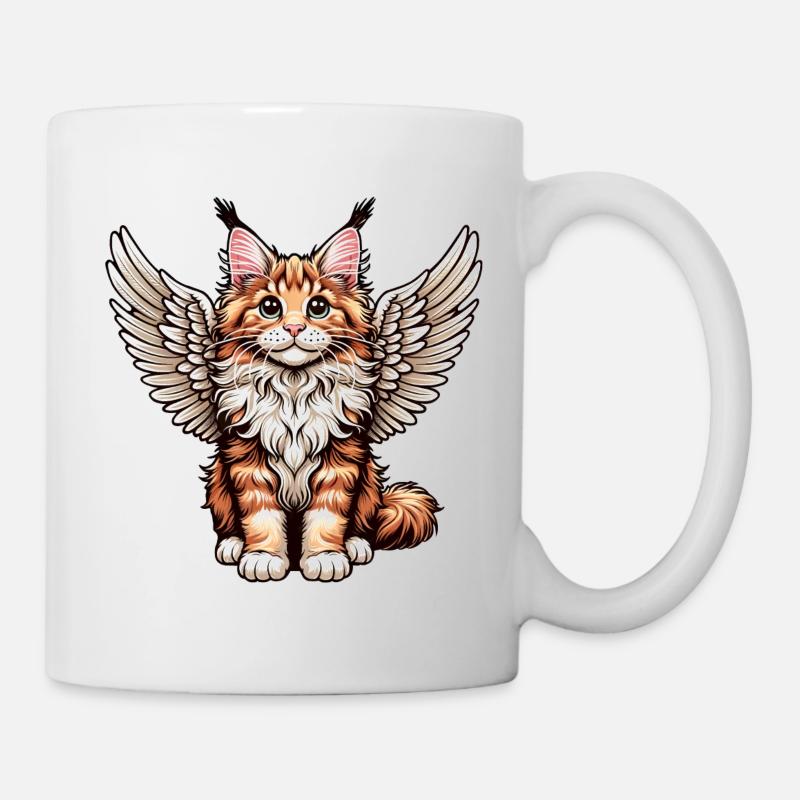 Maine Coon Cat - ange mignon avec des ailes - Mug blanc - blanc