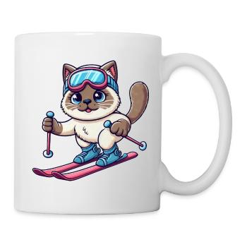 Chat siamois ski vacances skieur - Mug blanc - blanc - Droite