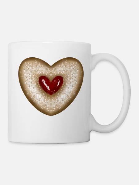 Weihnachtsplätzchen, Keks, Marmeladenherz - Tasse - Weiß