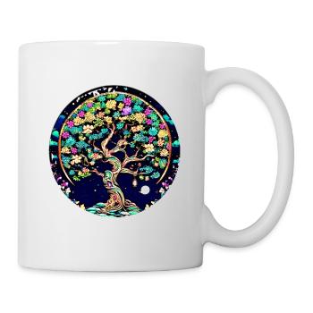 Arbre de vie, arbre de vie, graffiti, fleurs - Mug blanc - blanc - Droite