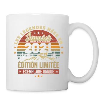 Légendaire depuis Janvier 2021 Vintage Cadeau 2021 - Mug blanc - blanc - Droite