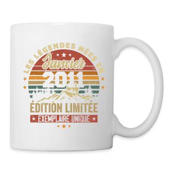 Légendaire depuis Janvier 2011 Vintage Cadeau 2011 - Mug blanc - blanc - Droite
