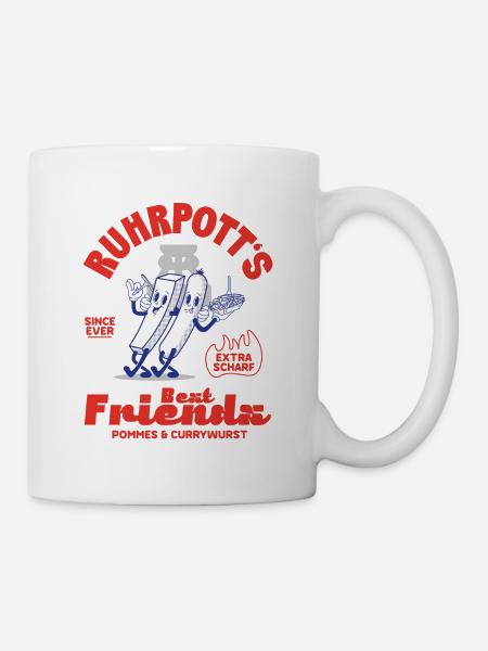 Ruhrpott Motiv - Pommes & Currywurst, Funny - Tasse - Weiß