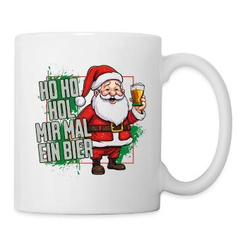 Weihnachtsmann Ho Ho Hol Mir Mal Ein Bier Lustig - Tasse - Weiß - Rechts