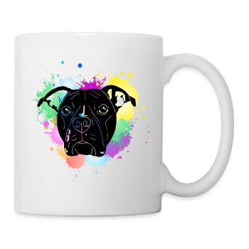 Pitbull Terrier mit Splash - Tasse - Weiß - Rechts