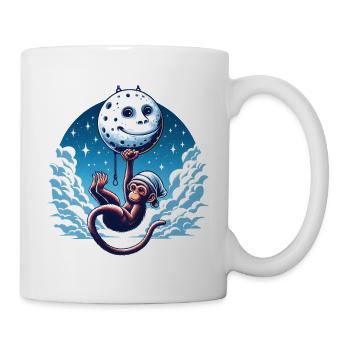 Monkey Moon Lustige Tiere - Tasse - Weiß - Rechts