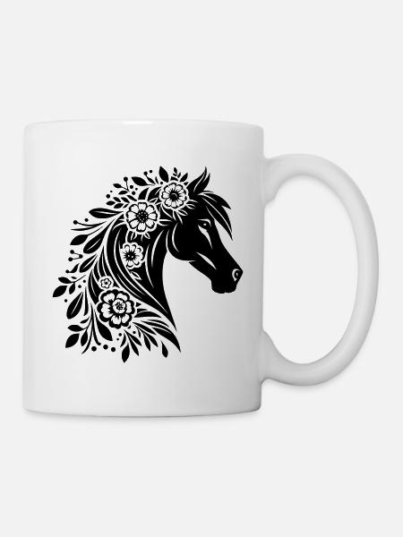 Fleurs de tête de cheval - Mug blanc - blanc