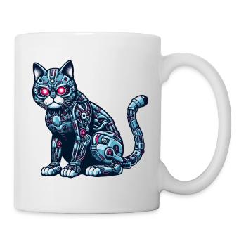 Katze Roboter Cyborg Mechanisch - Tasse - Weiß - Rechts